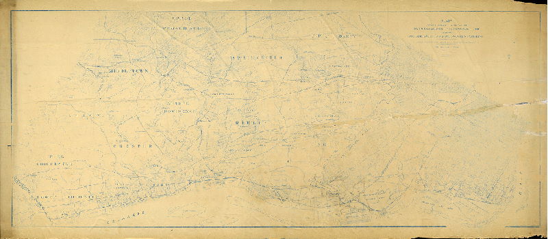 Plan, Map of the territory adjacent to the west side of the Delaware River from Philadelphia to the Delaware state line. Enlarged from maps of the United States Geological Survey. Philadelphia, 1918. General Plans Division, Bureau of Surveys.