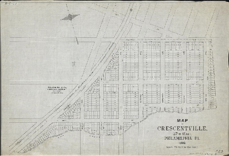 Plan, Map of Crescentville, 27th Ward, Philadelphia, PA. 1892. J. L. Smith, 27 So. 6th St.