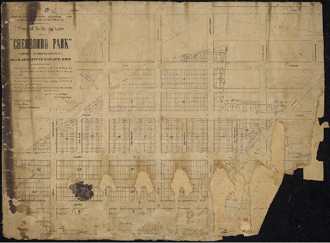 Plan, Plan of building lots of "Cherbourg Park"