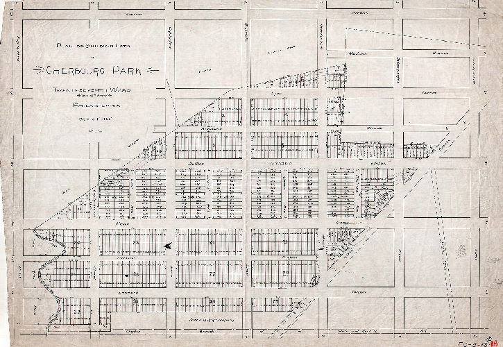 Plan, Plan of building lots of Cherbourg Park, Twenty-seventh Ward (now 40th Ward) Philadelphia [Tracing made in 1911]