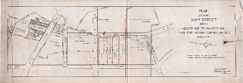 Plan, Plan showing 69th Street from Girard Ave. to Malvern Ave. Made for Highway Committee only. 