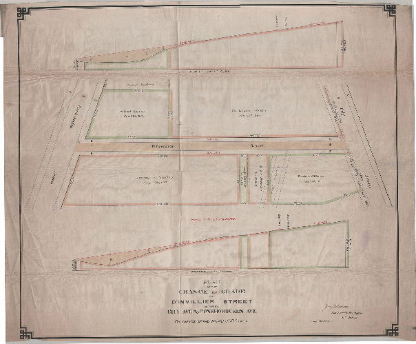 Plan, Plan of the change of grade of D'Invillier Street between City Ave. and Conshohocken Ave. For the use of the Road Jury only. 