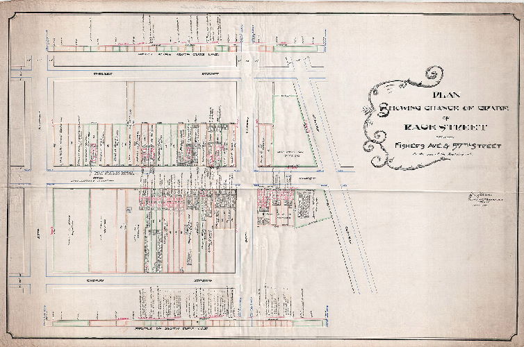 Plan, Plan showing change of grade of Race Street between Fishers Ave. & 57th Street. For use of the Road Jury only. 