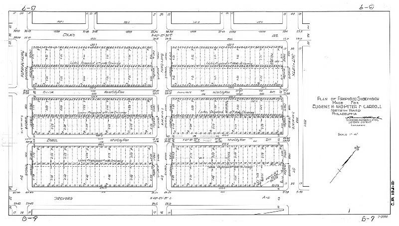 Plan, Plan of proposed subdivision made for Eugene H. and Peter F. Carroll, Fortieth Ward, Philadelphia.