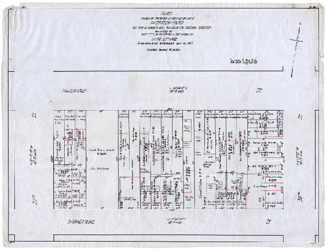 Plan, Plan showing proposed condemnation as a recreation center the plot of ground the buildings etc. erected bounded by 36th, 37th, Brandywine, & Haverford Sts. In the 24th Ward, as per ordinance introduced July 12, 1923. Probable damage $136000. 