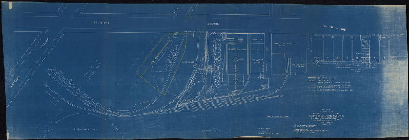 Plan, No. 26049. Eastern Region. P.T. Div. P.R.R. [Pennsylvania Railroad] Siding & coal yard facilities, George B. Newton Coal Co., Inc. Belmont Ave. & Thompson St., Philadelphia, PA.