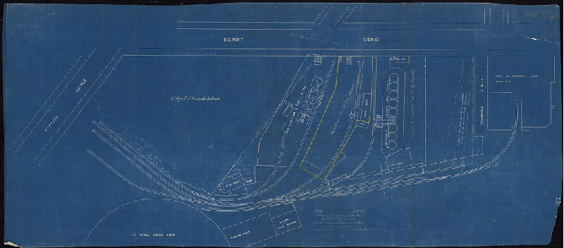 Plan, P.R.R. [Pennsylvania Railroad]. P. T. Division. Property to be leased to Edward Gottlieb, Parkside and Belmont Aves., Philadelphia, PA.