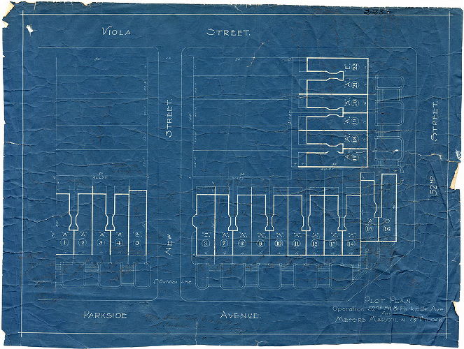 Plan, Plot Plan. Operation 52nd & Parkside Ave. Messrs. Margolin & Block. 