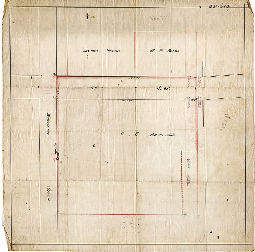 Plan, [No title. Plan of property at 52nd Street and Westminster Avenue.]