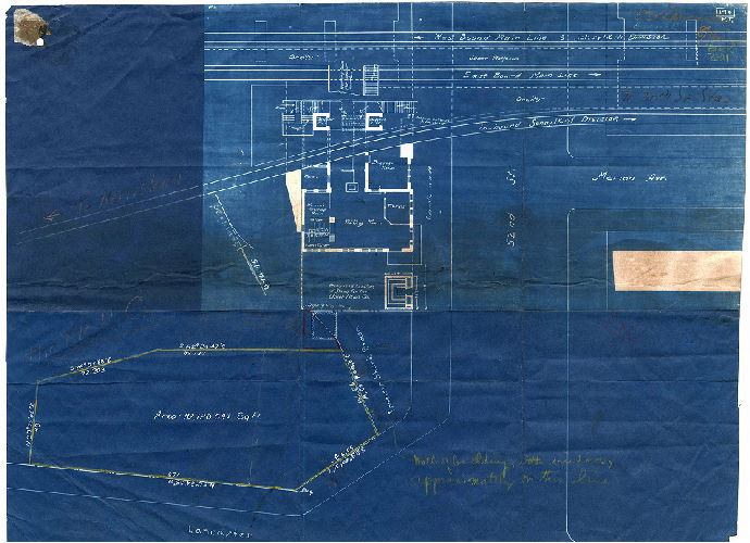 Plan, [No title. Pennsylvania Railroad station at 52nd Street and Lancaster Avenue]