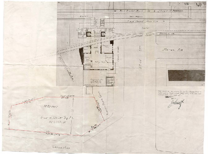 Plan, [No title. Pennsylvania Railroad station at 52nd Street and Lancaster Avenue]