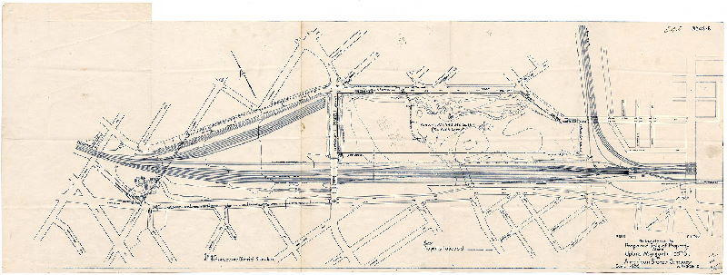 Plan, P.R.R. [Pennsylvania Railroad] P. T. Division. Proposed sale of property along Upland Way east of 59th St. to American Stores Company [now called ACME]. W. P. 6-29-49. 