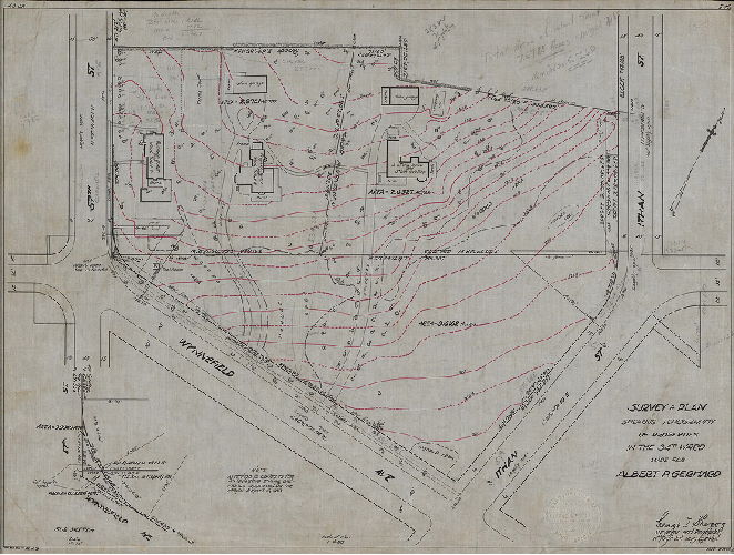 Plan, Survey & plan showing topography of properties in the 34th Ward made for Albert P. Gerhard