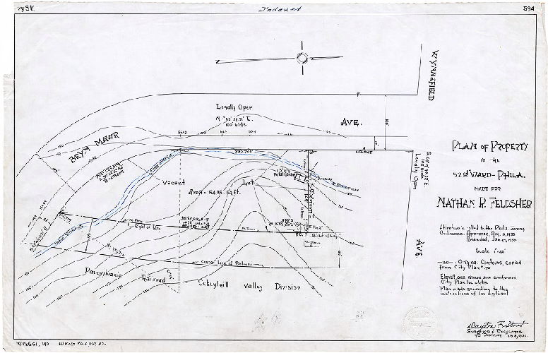 Plan, Plan of property in the 52nd Ward, Phila., made for Nathan R. Feldsher
