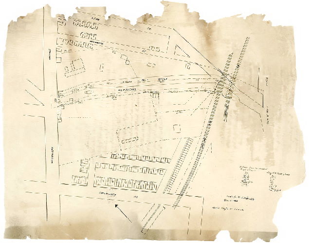 Plan, Made for S. P. Shields, Dec. 3, 1890. Scale 100 foot to 1 inch. [Property plan with subdivision showing Mill Creek in area bounded by 42nd to 46th streets, Woodland Avenue and the Schuylkill River.]