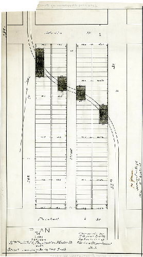 Plan, Plan of lots between 55th and 55-1/2 St., Paschall to Media St. with streets running north and south. Plan made for H. Oscar Smith by the order of the Law Department. No. 3. 
