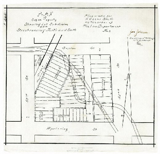 Plan, Plan of Suplee property showing lot subdivision and street running north and south. Plan made for H. Oscar Smith by the order of the Law Department. No. 5. 