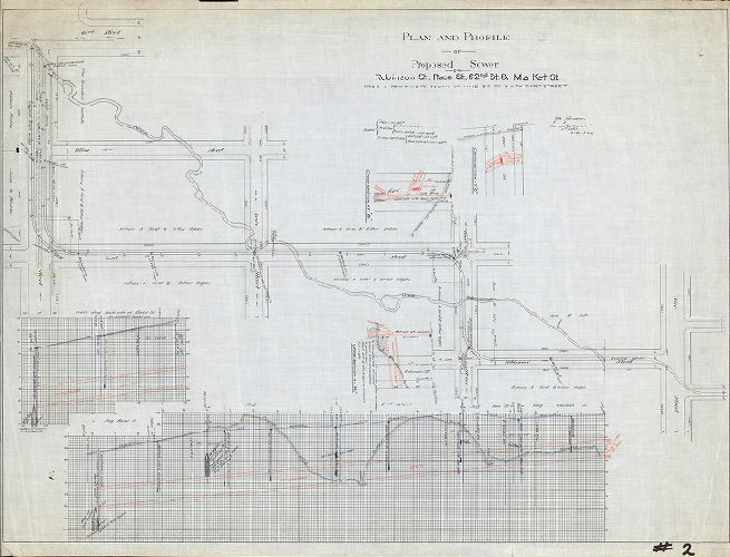 Plan, Plan and profile of proposed sewer on Robinson St., Race St., 62nd St., and Market St. from a point 150 feet south of Vine St. to Sixty-third Street.