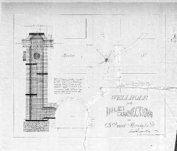 Plan, Wellhole and inlet connections at 63rd and Market St.