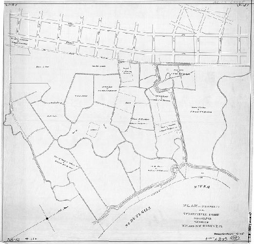 Plan, Plan of property in the Twenty-seventh Ward, Philadelphia, purchased by W. W. and N. W. Harkness
