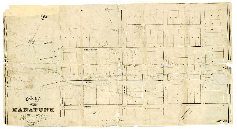 Plan, Part of Manayunk laid out for T. B. & J. Darrach by E. H. Gill, Civil Engineer. 1854