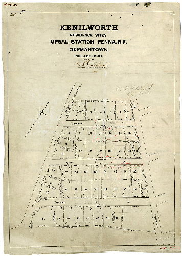Plan, Kenilworth Residence Sites, Upsal Station Penna. R.R., Germantown, Phila. May 1906