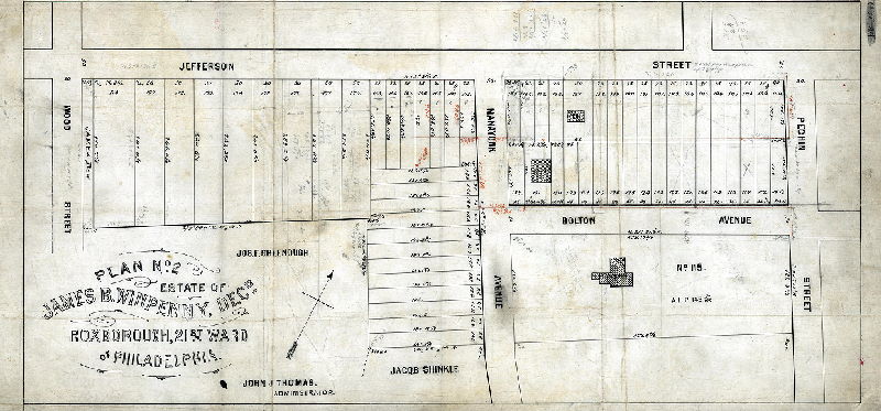 Plan, Plan No. 2, estate of James B. Winpenny, dec'd., Roxborough, 21st Ward, Philadelphia. John J. Thomas, administrator.