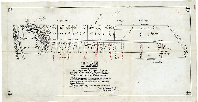 Plan, Plan of a tract of land in Roxborough in the 21st Ward of the City of Philadelphia, the estate of George W. Smick dec'd. to be sold at public sale without any reserve on the premises on Thursday Dec'r. 16th 1858 at 12 o'clock precisely by order of the heirs....James A. Freeman, Auct'r. 422 Walnut St. Philada. 
