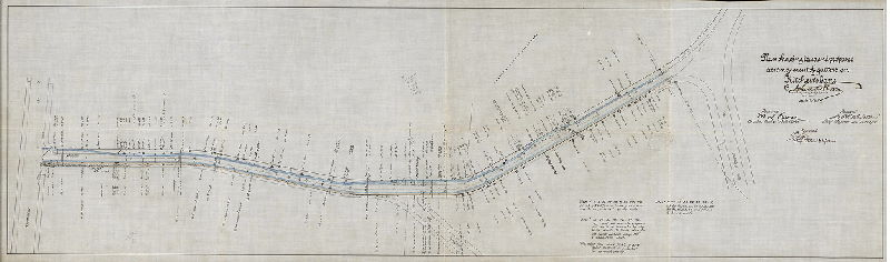 Plan, Plan showing trees and proposed arrangement of gutters on Kitchen's Lane