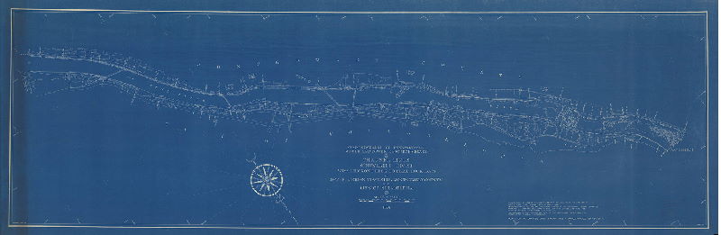Plan, Commonwealth of Pennsylvania, Water and Power Resources board. Channel lines, Schuylkill River, Wissahickon Creek to Flat Rock Dam in Lower Merion Township, Montgomery County and City of Philadelphia