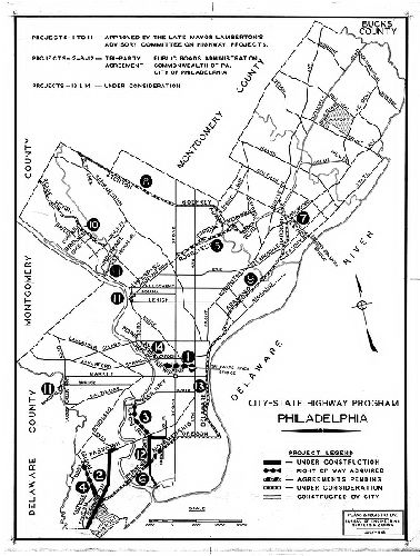Plan, City-State Highway Program, Philadelphia. Plans and Registry Division, Bureau of Engineering, Surveys and Zoning, July 1943. 